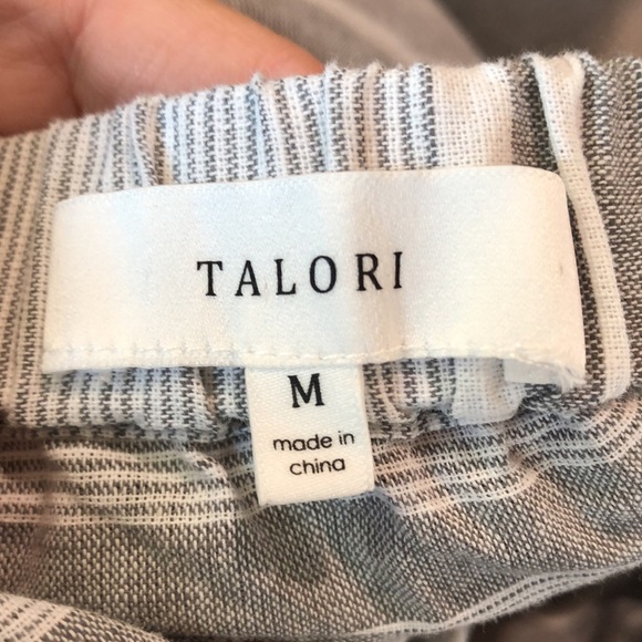 Talori off shoulder elastic neckline cotton grey and white stripe 3/4 sleeve M - Picture 4 of 6